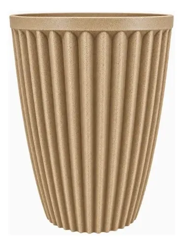Vaso Para Plantas Coluna Romana De Polietileno 34cm Canelado Bege