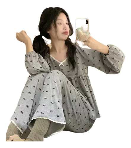 Conjunto De Pantalones De Manga Larga Con Pijama De Algodón