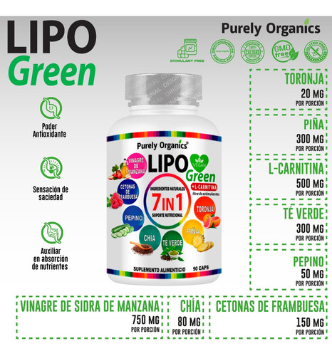 Lipo Green 7 In 1 Organico 100% 90 Capsulas