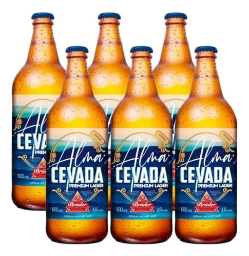 06un Cerveja Bruder Alma Cevada Low Carb Zero Açucar 600ml