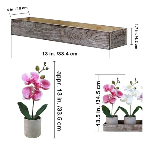 Set 3 Orquídeas Artificiales En Maceta Madera, Falaenopsis D