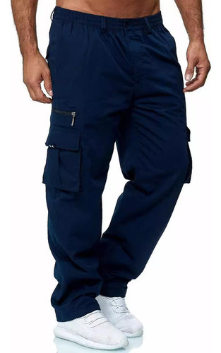 Pantalones Cargo Hombre Jogger Twill Elastane Puños Elástico