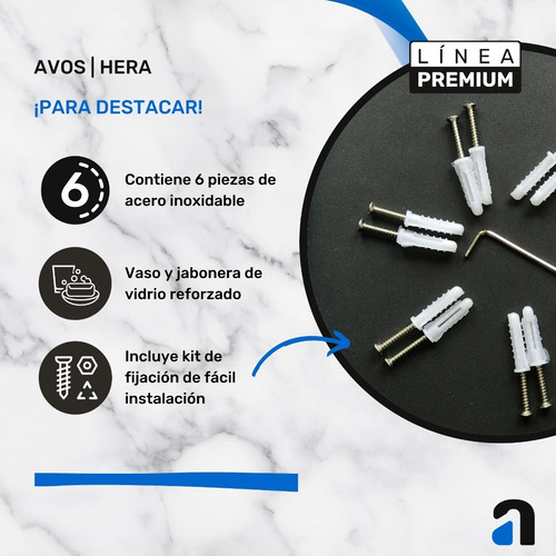 Imagen 9 de 10 de Kit Accesorios Baño 100% Acero Inoxidable 304 / Avos - Hera
