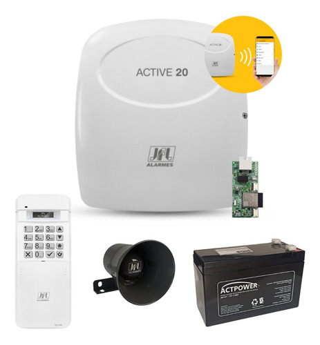 Kit De Alarme Jfl Wi-fi Com Bateria Sirene E Tec-500 