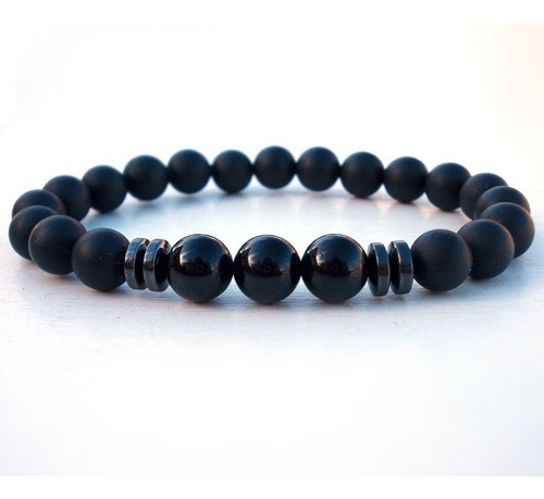 Pulsera Hombre Mujer Turmalina Negra Onix 8mm Reiki Chakra