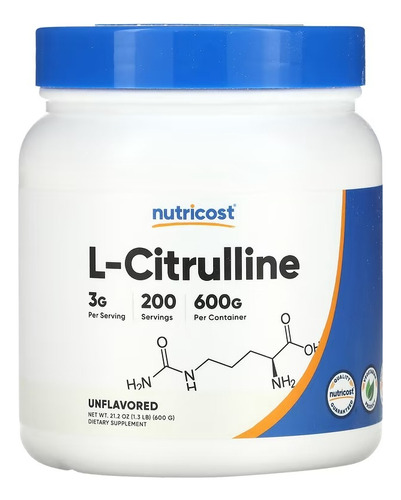 Suplemento En Polvo Nutricost  L-citrulina En Bote De 600g 200 Un