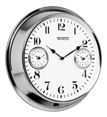 Reloj De Pared 3 Horarios Diferentes 40.5 Cm Hywi120 Estructura Plateado