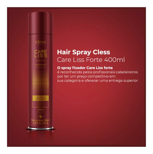 Kit 3 Spray Fixação Hidratação Care Lis Forte 400ml Charming