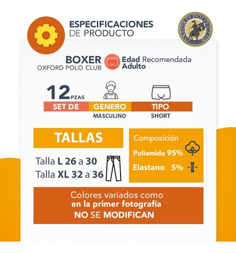 Set 12 Pcs Boxer Caballero Oxford Polo Club Original Opa-002