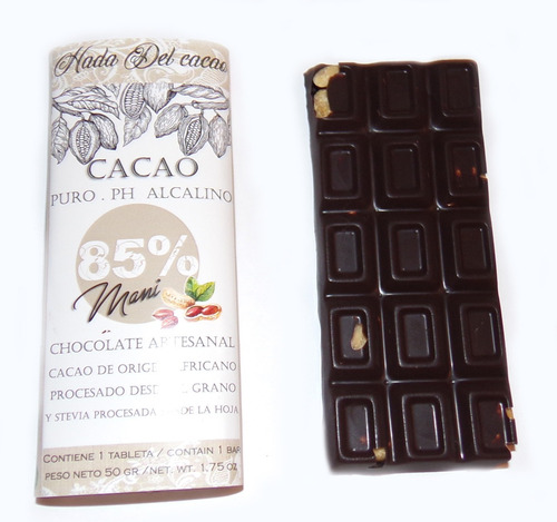 Imagen 1 de 9 de 6 Chocolate 85% Cacao Mani Sin Azucar Stevia Keto Vegano
