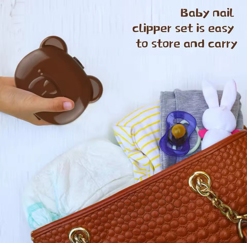 Kit 4pz Higiene Cuidado Uñas Bebé Cortauñas Marrón