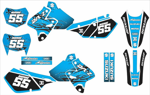 Kit Adesivo Moto Cross Trilha Sz Drz 400 0,20mm Azul Lm029