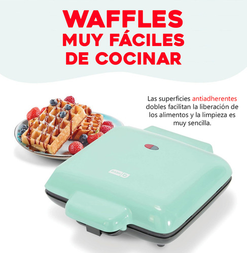 Máquina para 4 miniwaffles aqua Dash DMMW400GBAQ04