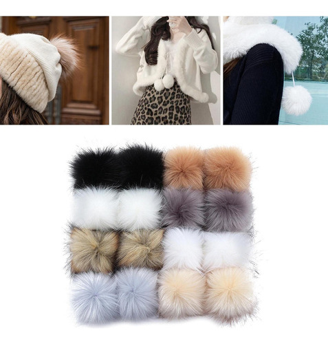 Pompones Para Gorro De Tejer Manualidades 16 Piezas 8cm A