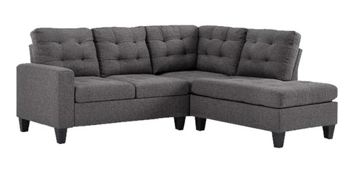 Sala Everleigh Lino Gris Izquierda Sofa Sillon Mueble Sala