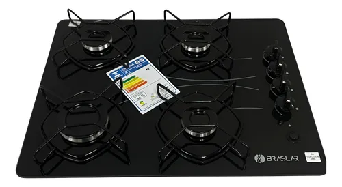 Cooktop Braslar Pop Gás 4 Bocas Mesa Vidro - Cor Preto