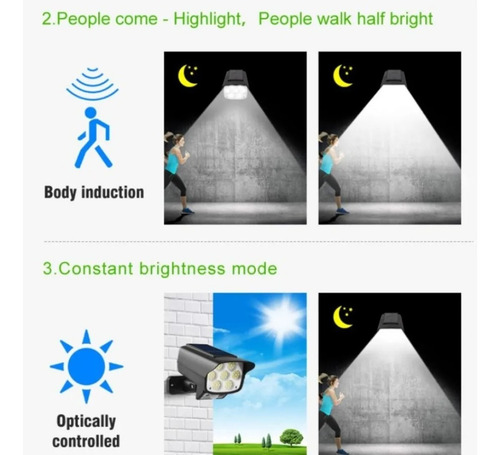 Imagen 8 de 9 de Foco Solar Camara Con Sensor De Movimiento + Control