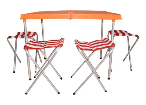 Mesa Plastica Plegable Valija 4 Bancos Playa Camping