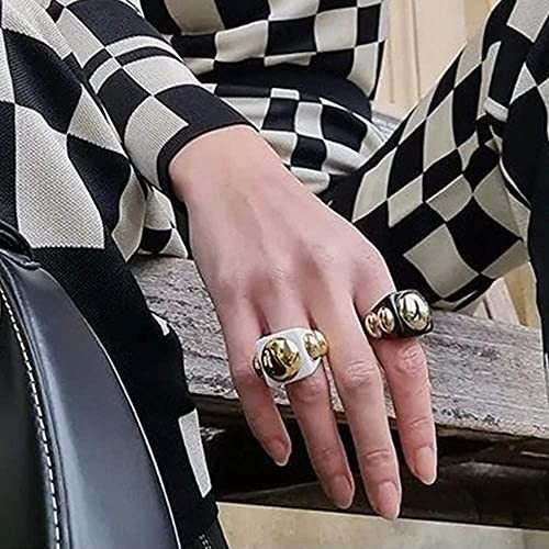 Imagen 5 de 5 de Anillos - 5pcs Y2k Style Chunky Retro Resin Acrylic Ring Pla