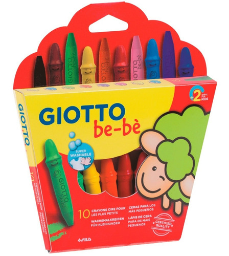 Lápices De Cera Crayon Giotto Bebe 10 Colores + Sacapunta