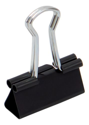 Prendedor De Papel Binder Clip 25mm Pote Com 48 Peças Metal Cor Preto