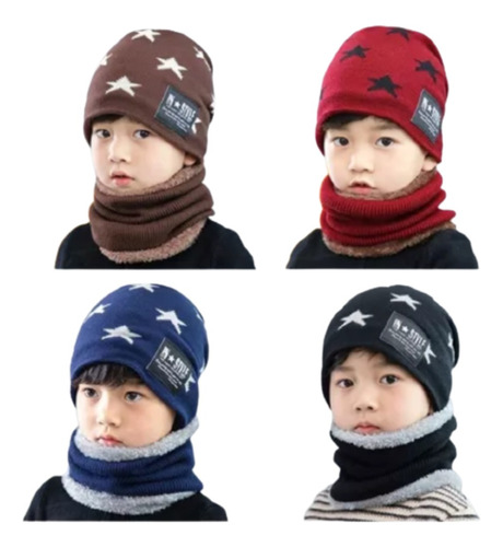 Chullo Gorro Y Bufanda Para Niños De Lana De Punto Invierno 