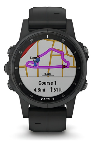 Smartwatch Garmin Fénix 5s Plus Sapphire Black com design de pulseira lisa