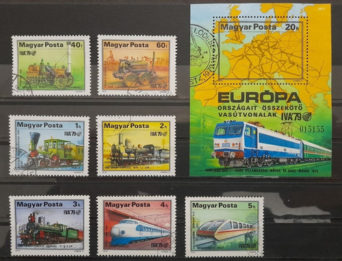 Estampillas Hungria, Trenes Hojita Y S/c 1979