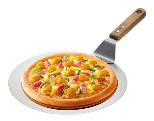 Pala De Pizza De Acero Inoxidable Mango De Madera Wishop