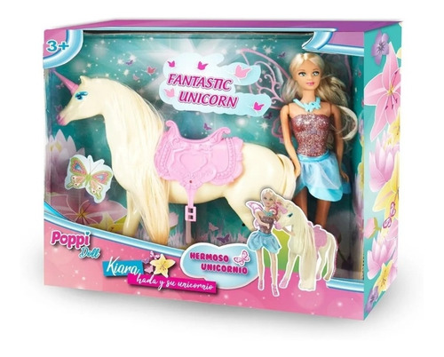Imagen 2 de 7 de Muñeca Poppi Doll Kiara Hada Y Su Unicornio. B145(vestido 2)