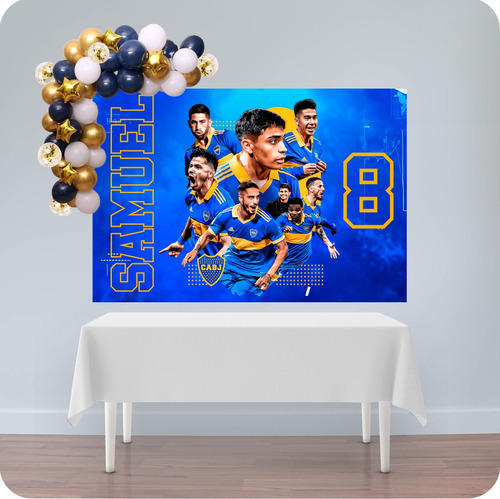 Banner Fondo Candy Bar Cumpleaños Boca Campeon 100x50