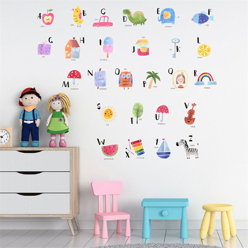 2025 Pegatinas De Pared Con Frutas Y Alfabeto Inglés Para