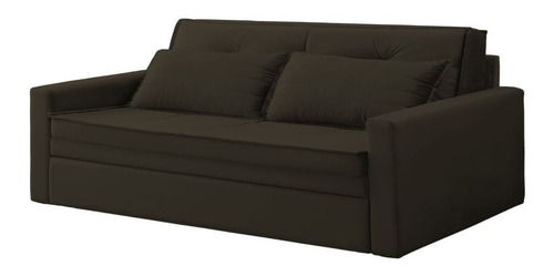 Sofá Cama Casal 2 Lugares Quarto Sala Kitnet Sleep Marrom - Desenho Do Tecido Veludo