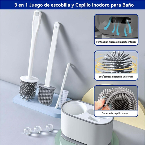 Juego Escobilla Y Cepillo Inodoro,3 En 1 Juego De Escobilla
