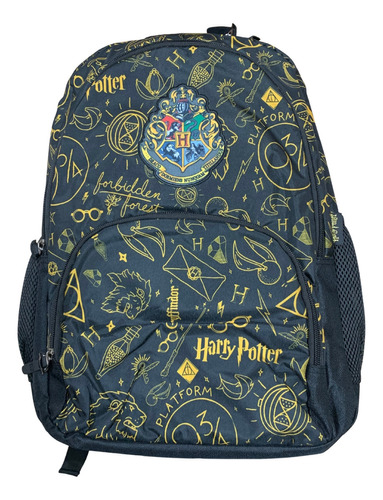 Mochila Costas Notebook Harry Potter Cores - Luxcel Preto Desenho do tecido Listrado