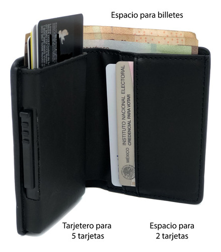 Imagen 2 de 6 de Cartera Caballero Tarjetero Con Billetera Anticlonación Rfid