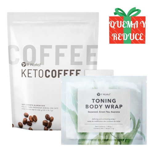 Keto Coffee 15 Sobres + 1 Toning Body Wrap Parche It Works!