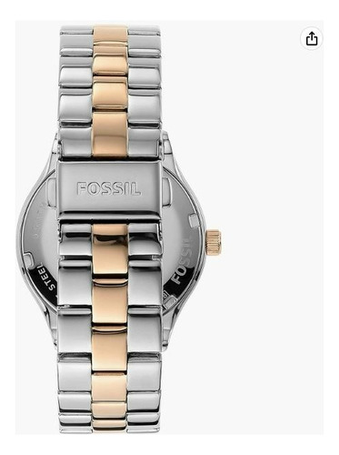 Reloj Fossil Bq1564 Mujer Plateado Bisel Dorado Original