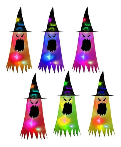 6 Luces Led Sombrero De Bruja Decoración De Halloween