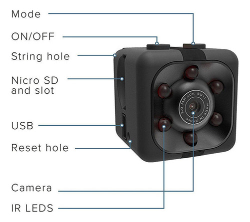 - Mini Cámara De Seguridad Oculta Sq11 Con Visión Nocturna
