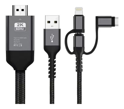 Mirascreen Ld29 3 Em 1 Tipo C/micro-usb Para Cabo Hdmi