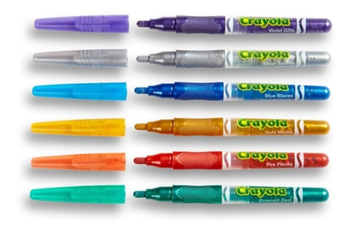 Imagen 2 de 3 de Marcadores C/ Glitter Crayola X6 Colores Intensos Brillantes