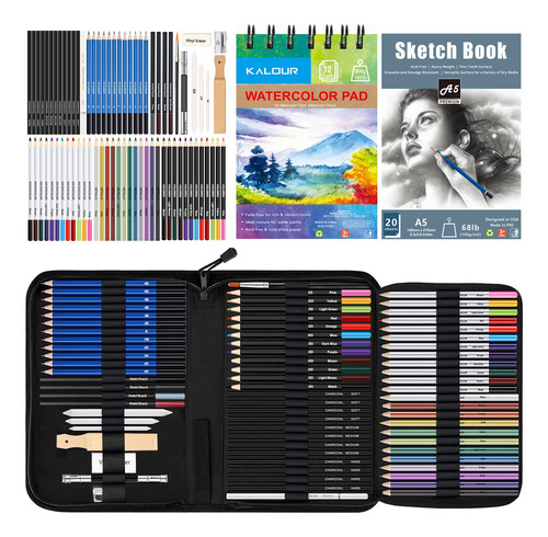 Kit De Dibujo Artístico 76 Piezas Boceto, Tutorial, Lápices,
