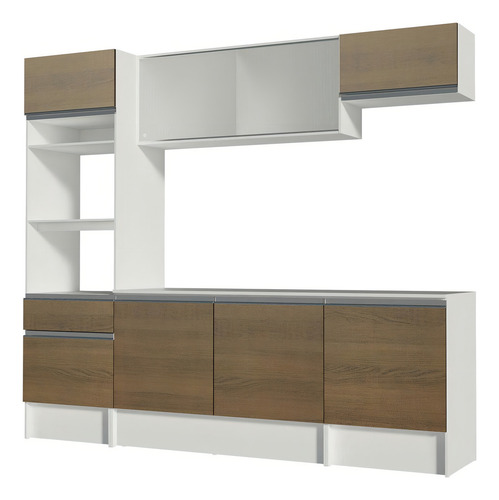 Cocina Integral Completa Modular Madesa Topazio 240cm Color Blanco/Marrón