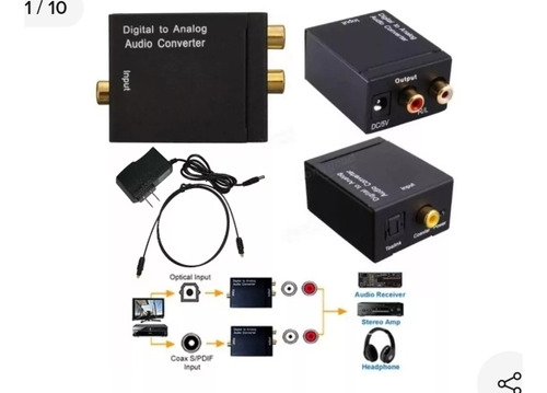 Convertidor Audio Digital Optico A Rca Analogico + Cable