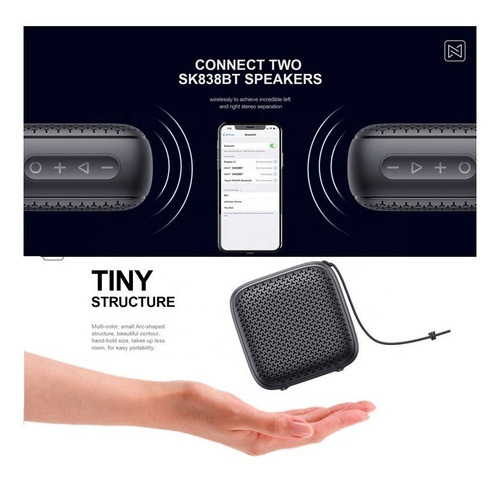 Imagen 7 de 7 de Parlante Bluetooth Portatil Impermeable Havit Sk838bt