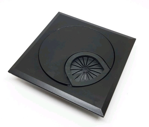 Set 4 Pasacable Cuadrado Metal Escritorio Mueble Negro 60mm