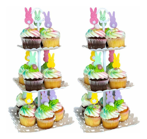 Juego De 2 Soportes Para Cupcakes De 3 Niveles Platos De Fru