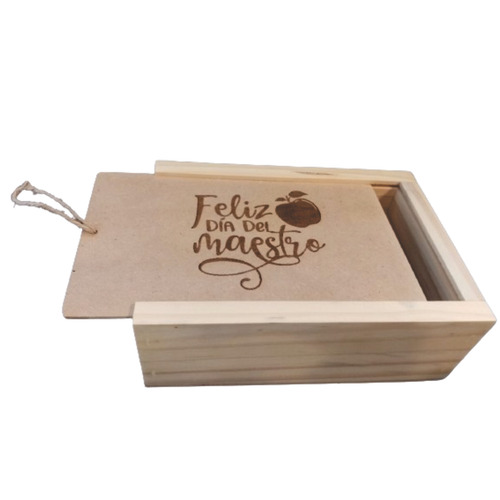 Caja En Madera -tapa Corrediza -grabada Día Del Maestro