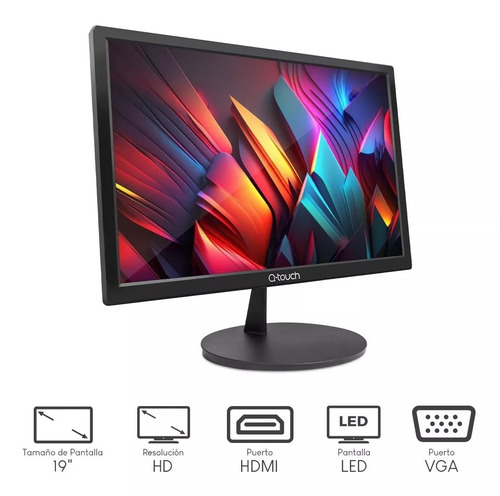 Monitor Led Qtouch Qt-1900 19'' Hd Hdmi Vga Color Negro 100v